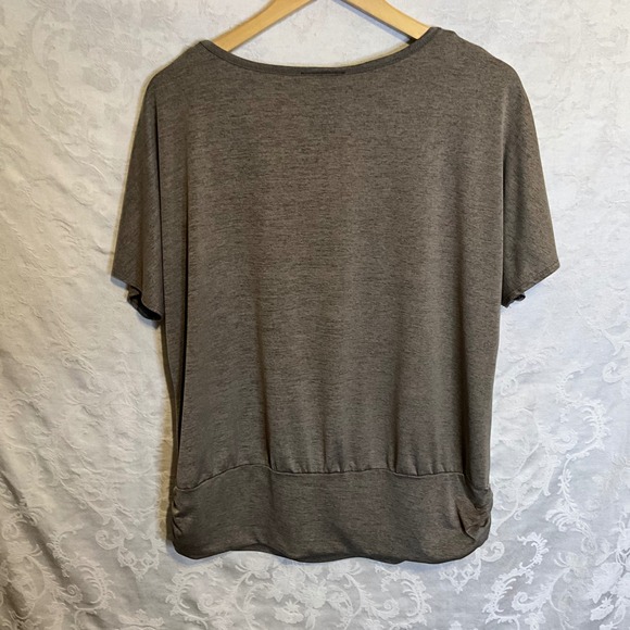 AB STUDIO Women's Gray Gathered Ruched Hem Short Sleeve‎ Top Plus Size XL - Picture 4 of 9
